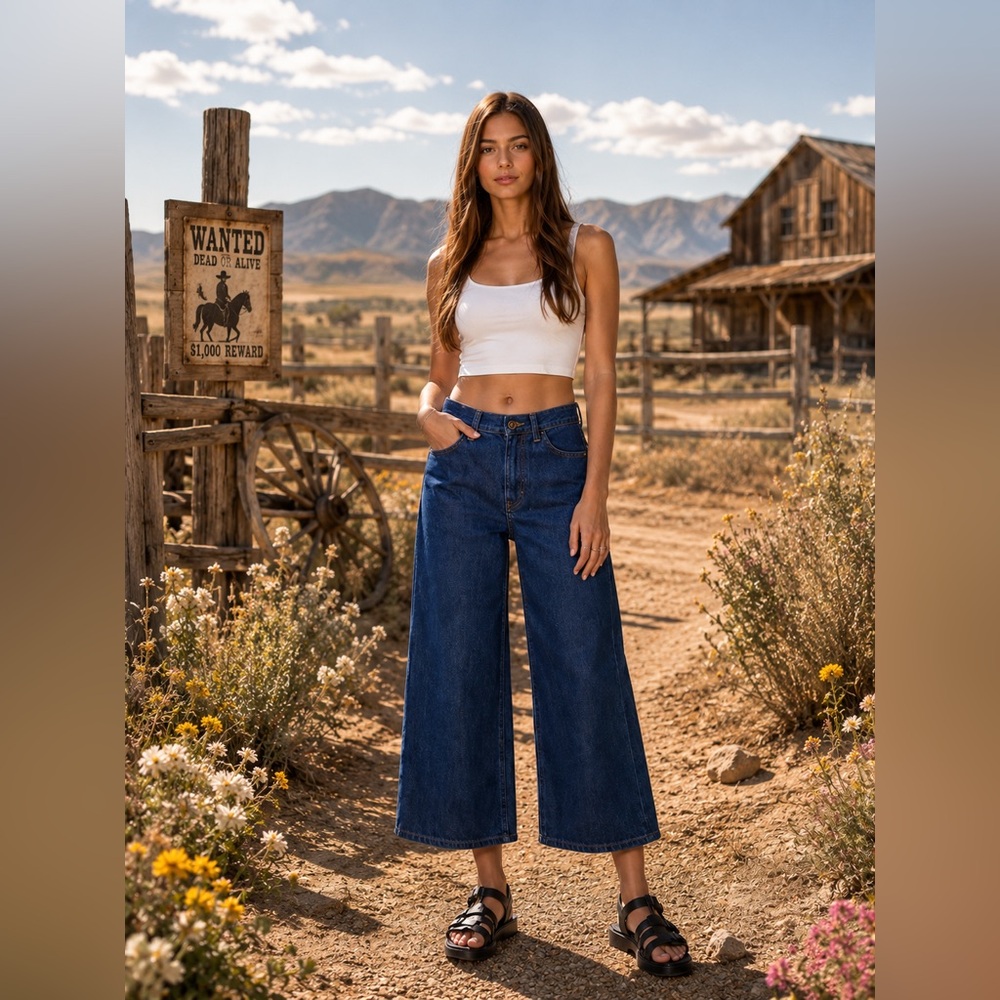 Frame le Italien wide leg crop jeans